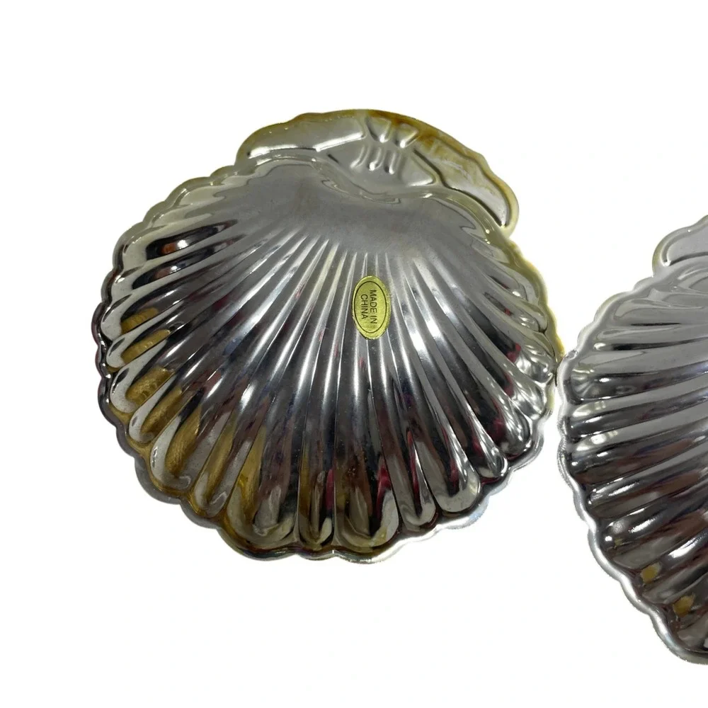 Silver Plated Shell Shaped Dish NEW Set of‎ Two 4.5 x 4 Vintage